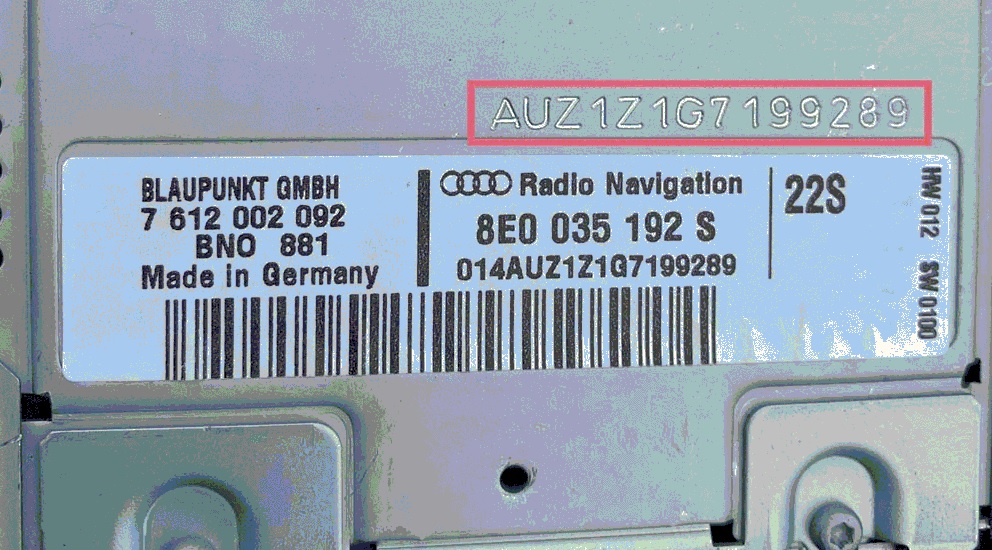 Audi Serial Number