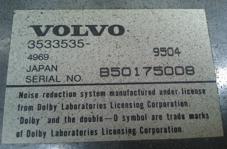 Volvo Radio Serial Card Information