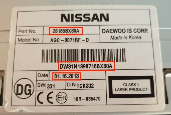 Nissan Radio Serial Number